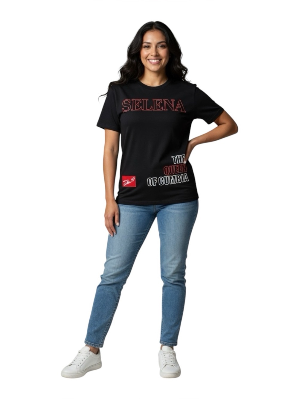 SELENA 'Queen of Cumbia' Black Graphic Tee